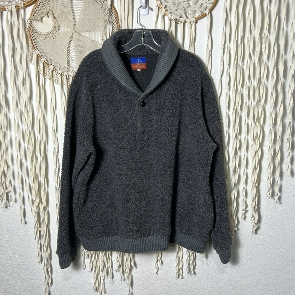 Opening Ceremony Men's Wool Blend Shawl Collar Pull Over Sweater in Gray Size XL